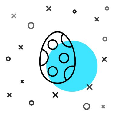 Siyah çizgi Paskalya yumurtası ikonu beyaz arka planda izole edilmiş. Mutlu Paskalyalar. Rastgele dinamik şekiller. Vektör İllüstrasyonu