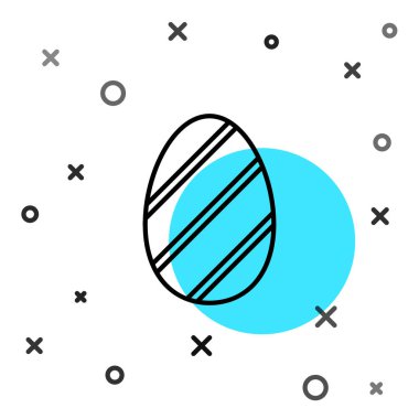 Siyah çizgi Paskalya yumurtası ikonu beyaz arka planda izole edilmiş. Mutlu Paskalyalar. Rastgele dinamik şekiller. Vektör İllüstrasyonu