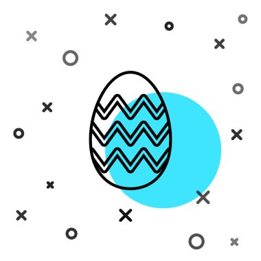 Siyah çizgi Paskalya yumurtası ikonu beyaz arka planda izole edilmiş. Mutlu Paskalyalar. Rastgele dinamik şekiller. Vektör İllüstrasyonu