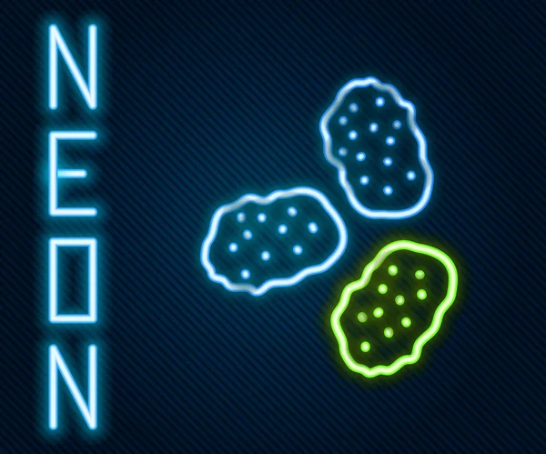 Parlayan Neon Hattı Tavuk Nugget Simgesi Siyah Arka Planda Izole — Stok Vektör