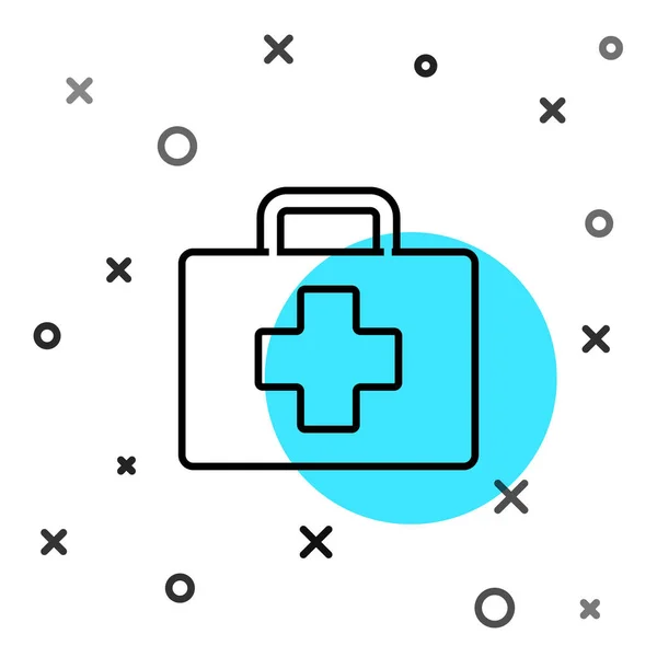 Μαύρη Γραμμή Εικονίδιο Κουτί Πρώτων Βοηθειών Απομονώνονται Λευκό Φόντο Ιατρικό — Διανυσματικό Αρχείο