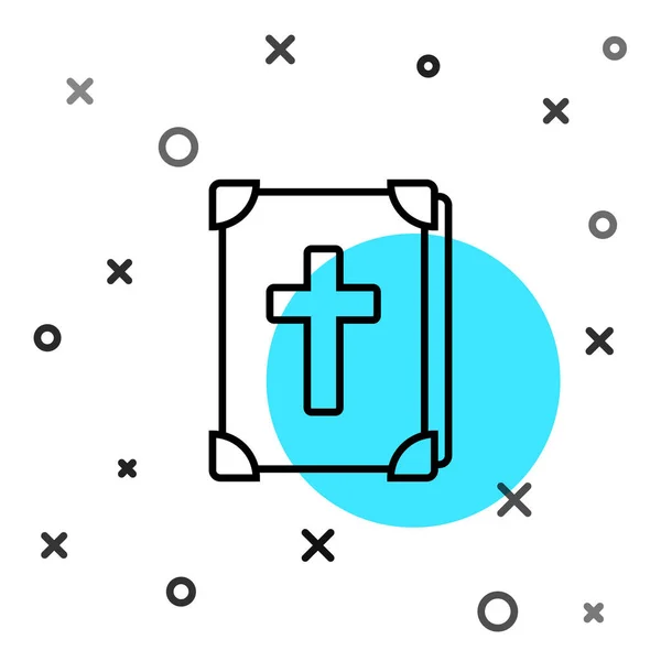 Ligne Noire Icône Livre Bible Sainte Isolé Sur Fond Blanc — Image vectorielle