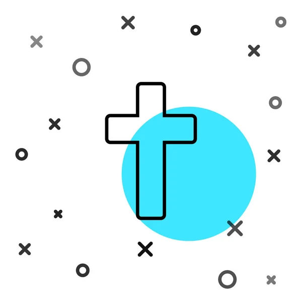 Чорна Лінія Християнського Хреста Ізольована Білому Тлі Церковний Хрест Випадкові — стоковий вектор