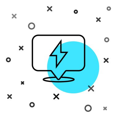 Siyah çizgi Şimşek simgesi beyaz arkaplanda izole edildi. Flaş ikonu. Flaş ikonunu yükle. Gök gürültüsü. Yıldırım çarpması. Rastgele dinamik şekiller. Vektör İllüstrasyonu