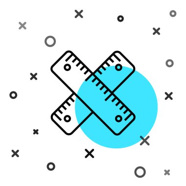 Siyah çizgi, beyaz arkaplanda izole edilmiş cetvel simgesi. Düz sembol. Rastgele dinamik şekiller. Vektör İllüstrasyonu