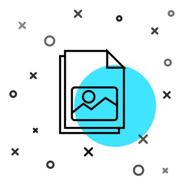 Beyaz arkaplanda siyah çizgi resim ikonu izole edildi. Rastgele dinamik şekiller. Vektör İllüstrasyonu