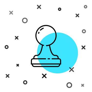 Siyah çizgi pul simgesi beyaz arkaplanda izole edildi. Rastgele dinamik şekiller. Vektör İllüstrasyonu