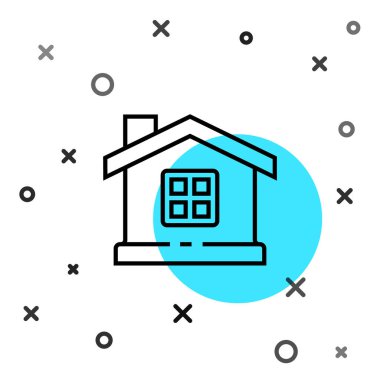 Beyaz arka planda siyah çizgi ev simgesi izole edildi. Ev sembolü. Rastgele dinamik şekiller. Vektör İllüstrasyonu