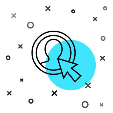 Siyah çizgi Beyaz arkaplanda izole hesap ekranı simgesi oluştur. Rastgele dinamik şekiller. Vektör İllüstrasyonu