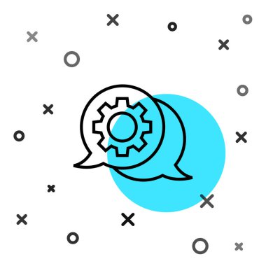 Siyah çizgi konuşma balonu sohbet simgesi beyaz arkaplanda izole edildi. İleti simgesi. İletişim ya da yorum sohbet sembolü. Rastgele dinamik şekiller. Vektör İllüstrasyonu