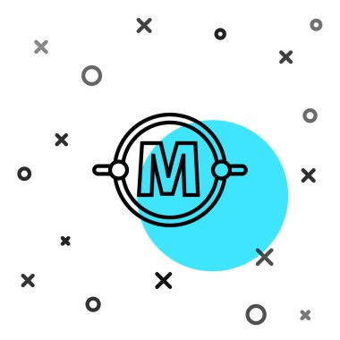 Siyah çizgi elektrik devre şeması simgesi beyaz arkaplanda izole edildi. Devre kartı. Rastgele dinamik şekiller. Vektör İllüstrasyonu