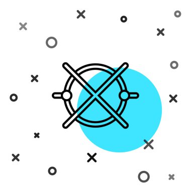 Siyah çizgi elektrik devre şeması simgesi beyaz arkaplanda izole edildi. Devre kartı. Rastgele dinamik şekiller. Vektör İllüstrasyonu