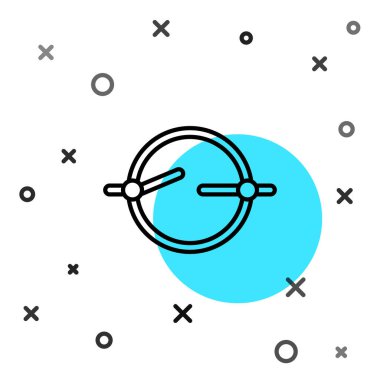 Siyah çizgi elektrik devre şeması simgesi beyaz arkaplanda izole edildi. Devre kartı. Rastgele dinamik şekiller. Vektör İllüstrasyonu