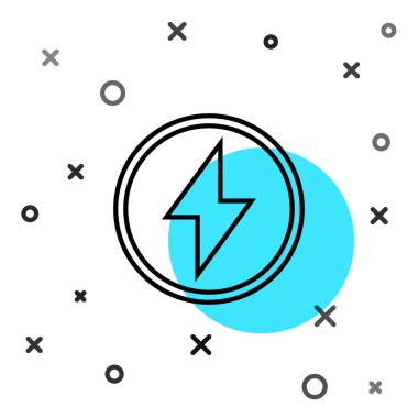 Siyah çizgi Şimşek simgesi beyaz arkaplanda izole edildi. Flaş işareti. Flaş ikonunu yükle. Gök gürültüsü. Yıldırım çarpması. Rastgele dinamik şekiller. Vektör İllüstrasyonu