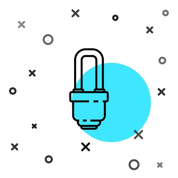 Zwarte Lijn Led Lamp Pictogram Geïsoleerd Witte Achtergrond Zuinige Led — Stockvector