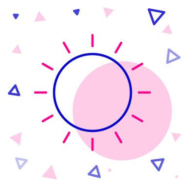 Çizgi Sun simgesi beyaz arkaplanda izole edildi. Yaz sembolü. Güneşli bir gün. Renkli taslak konsepti. Vektör İllüstrasyonu