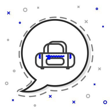 Çizgi Spor Torbası simgesi beyaz arkaplanda izole edildi. Renkli taslak konsepti. Vektör İllüstrasyonu