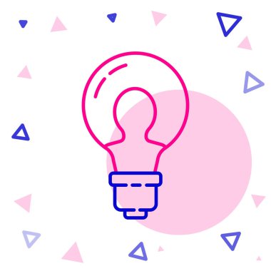 Beyaz arkaplanda izole edilmiş fikir simgesi konseptine sahip çizgi lambası. Enerji ve fikir sembolü. İlham konsepti. Renkli taslak konsepti. Vektör İllüstrasyonu