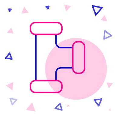 Çizgi Endüstrisi metalik boru ikonu beyaz arka planda izole edildi. Tesisat boru hattının farklı şekillerde parçaları. Renkli taslak konsepti. Vektör İllüstrasyonu