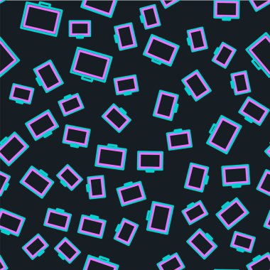 Tablo simgesindeki çizgi çerçevesi siyah arkaplanda izole edilmiş pürüzsüz desen. Vektör İllüstrasyonu