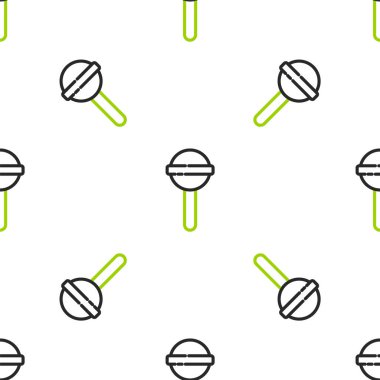 Line Lolipop simgesi beyaz arkaplanda kusursuz desen izole etti. Yemek, lezzetli bir sembol. Vektör İllüstrasyonu