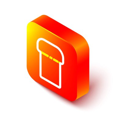 Beyaz arka planda izole edilmiş Paskalya pastası ikonu. Mutlu Paskalyalar. Turuncu kare düğme. Vektör İllüstrasyonu