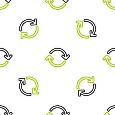 Çizgi Yenileme simgesi beyaz arkaplanda izole edilmiş kusursuz desen. Sembolü yeniden yükle. Döndürme okları daire işareti şeklinde. Vektör İllüstrasyonu