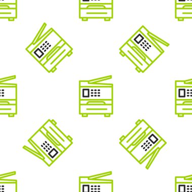 Çizgi Yazıcı simgesi beyaz arkaplanda izole edilmiş kusursuz desen. Vektör İllüstrasyonu