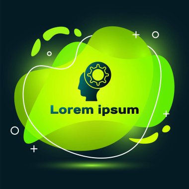 Siyah insan ve virüs ikonu siyah arkaplanda izole edilmiş. Corona virüsü 2019-nCoV. Bakteri ve mikroplar, hücre kanseri, mikrop, mantar. Sıvı şekilli soyut pankart. Vektör İllüstrasyonu