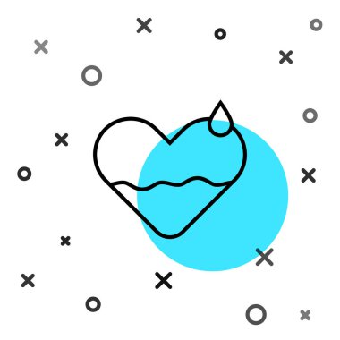 Siyah çizgi kalp iyileştirme ikonu beyaz arkaplanda izole edildi. Rastgele dinamik şekiller. Vektör İllüstrasyonu