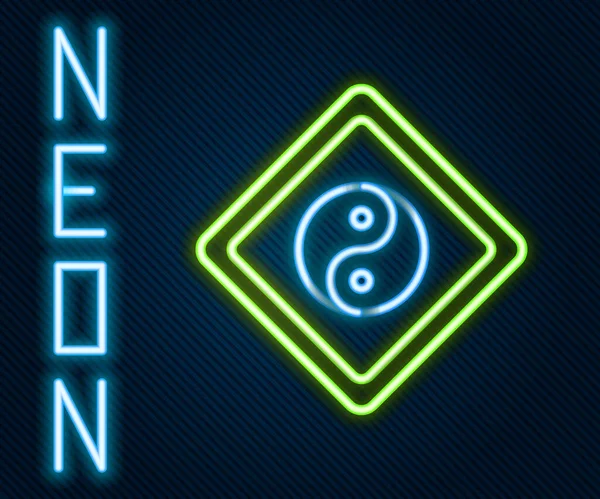 Świecące Neon Linii Yin Yang Symbol Harmonii Równowagi Ikony Izolowane — Wektor stockowy