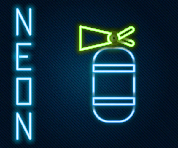 Glödande Neon Line Brandsläckare Ikon Isolerad Svart Bakgrund Färgstarkt Skisskoncept — Stock vektor