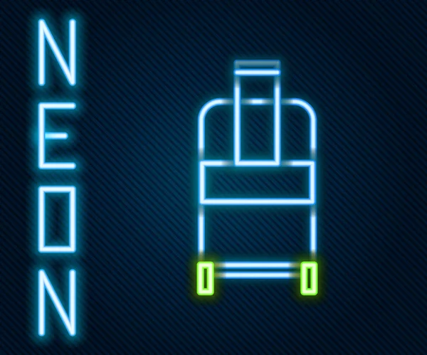 Žhnoucí Neonová Čára Kufřík Pro Cestování Ikona Izolované Černém Pozadí — Stockový vektor
