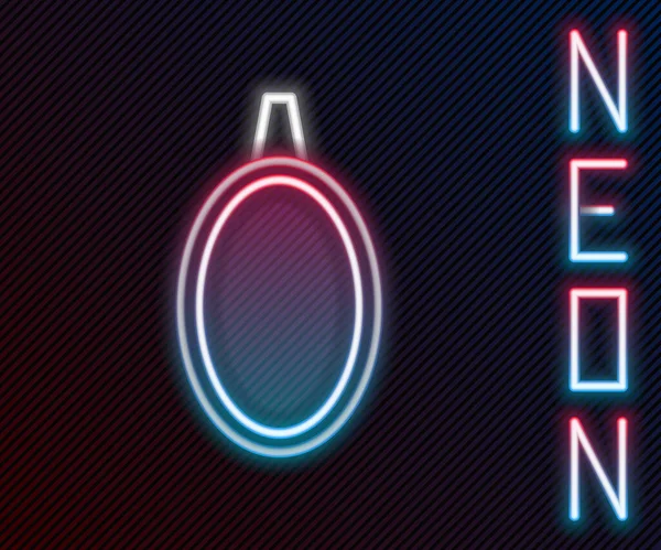 Leuchtende Neon Linie Spiegel Symbol Isoliert Auf Schwarzem Hintergrund Buntes — Stockvektor