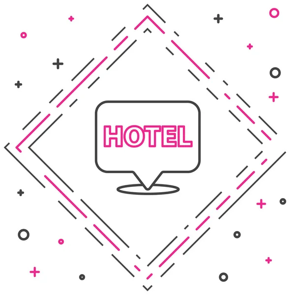 Line Location Hotel Ikon Elszigetelt Fehér Háttér Koncepció Szimbóluma Hotel — Stock Vector