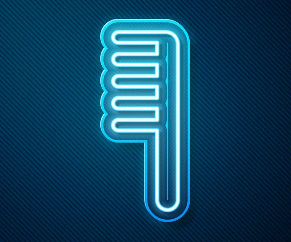 Zářící Neonová Čára Ikona Kartáčku Vlasy Izolované Modrém Pozadí Znak — Stockový vektor