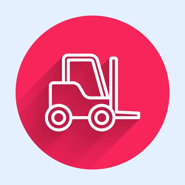 Λευκή Γραμμή Forklift Φορτηγό Εικονίδιο Απομονώνονται Μεγάλη Σκιά Φορτιστής Και — Διανυσματικό Αρχείο