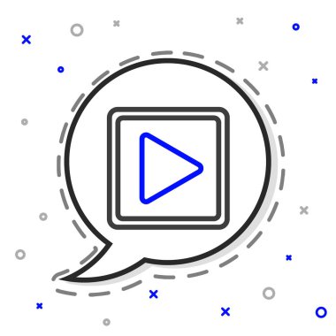 Beyaz arkaplanda izole edilmiş kare simge ile satır oynat. Renkli taslak konsepti. Vektör İllüstrasyonu