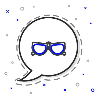 Çizgi Gözlüğü simgesi beyaz arkaplanda izole edildi. Gözlük çerçevesi sembolü. Renkli taslak konsepti. Vektör İllüstrasyonu