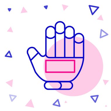 Beyaz arkaplanda çizgi hokeyi eldiveni simgesi izole edildi. Spor yapmak ve ellerindeki koruyucu eldivenleri eğitmek. Renkli taslak konsepti. Vektör İllüstrasyonu