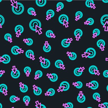 Çizgi Kullanıcı iş elbisesi ikonu siyah arka planda kusursuz desen izole etti. İş simgesi - kullanıcı profili simgesi. Erkek kullanıcı işareti. Vektör İllüstrasyonu