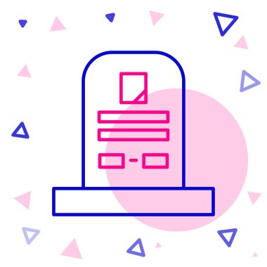 Üzerinde RIP yazılı çizgi Tombstone simgesi beyaz arkaplanda izole edilmiş. Mezar ikonu. Renkli taslak konsepti. Vektör İllüstrasyonu