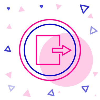 Beyaz arkaplanda çizgi yangın çıkış simgesi izole edildi. Acil durum ikonunu ateşle. Renkli taslak konsepti. Vektör İllüstrasyonu