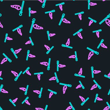 Çizgi konisi meteoroloji rüzgar gülü vane ikonu siyah arka planda izole edilmiş pürüzsüz desen. Rüzgâr Sock rüzgarın yönünü ve gücünü gösteriyor. Vektör İllüstrasyonu