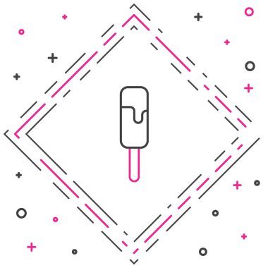 Beyaz arka planda izole edilmiş çizgi dondurma ikonu. Güzel sembol. Renkli taslak konsepti. Vektör İllüstrasyonu