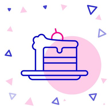 Satır Keki simgesi beyaz arkaplanda izole edildi. Doğum günün kutlu olsun. Renkli taslak konsepti. Vektör İllüstrasyonu