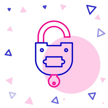 Satır Kilidi ve anahtar simgesi beyaz arkaplanda izole edildi. Asma kilit işareti. Güvenlik, güvenlik, koruma, gizlilik kavramı. Renkli taslak konsepti. Vektör İllüstrasyonu