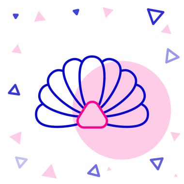 Deniz kabuğu çizgi simgesi beyaz arkaplanda izole edildi. Deniz kabuğu tabelası. Renkli taslak konsepti. Vektör İllüstrasyonu