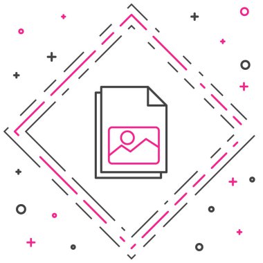 Çizgi Resim manzara simgesi beyaz arkaplanda izole edildi. Renkli taslak konsepti. Vektör İllüstrasyonu