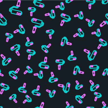 Çizgi boyası silindir fırça simgesi siyah arkaplanda izole edilmiş. Vektör İllüstrasyonu